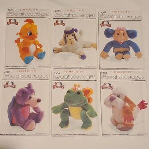 Firffels Simplicity Sewing Patterns Stuffed Toy 7202-7207 Uncut